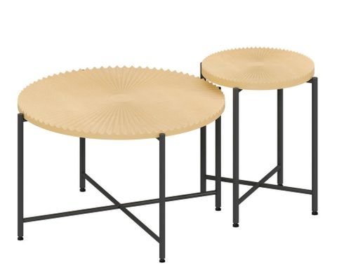 Loon Peak® Radial Pattern 2-Piece Coffee And End Table Set – Waterproof ... pertaining to Design Inspiration Featuring the Payne 2-Piece Distressed White Table Set